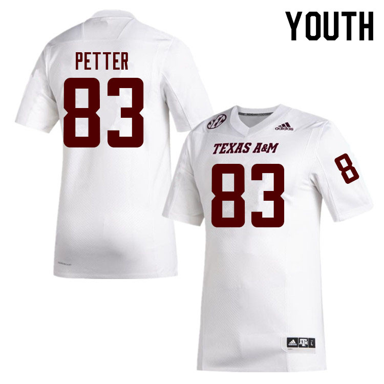 Youth #83 Chase Petter Texas A&M Aggies College Football Jerseys Sale-White - Click Image to Close